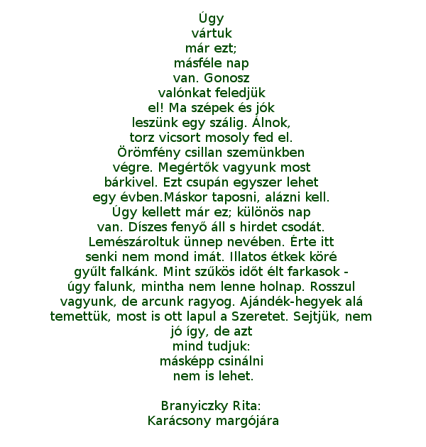 Branyiczky Rita: Karácsony margójára c. vers
